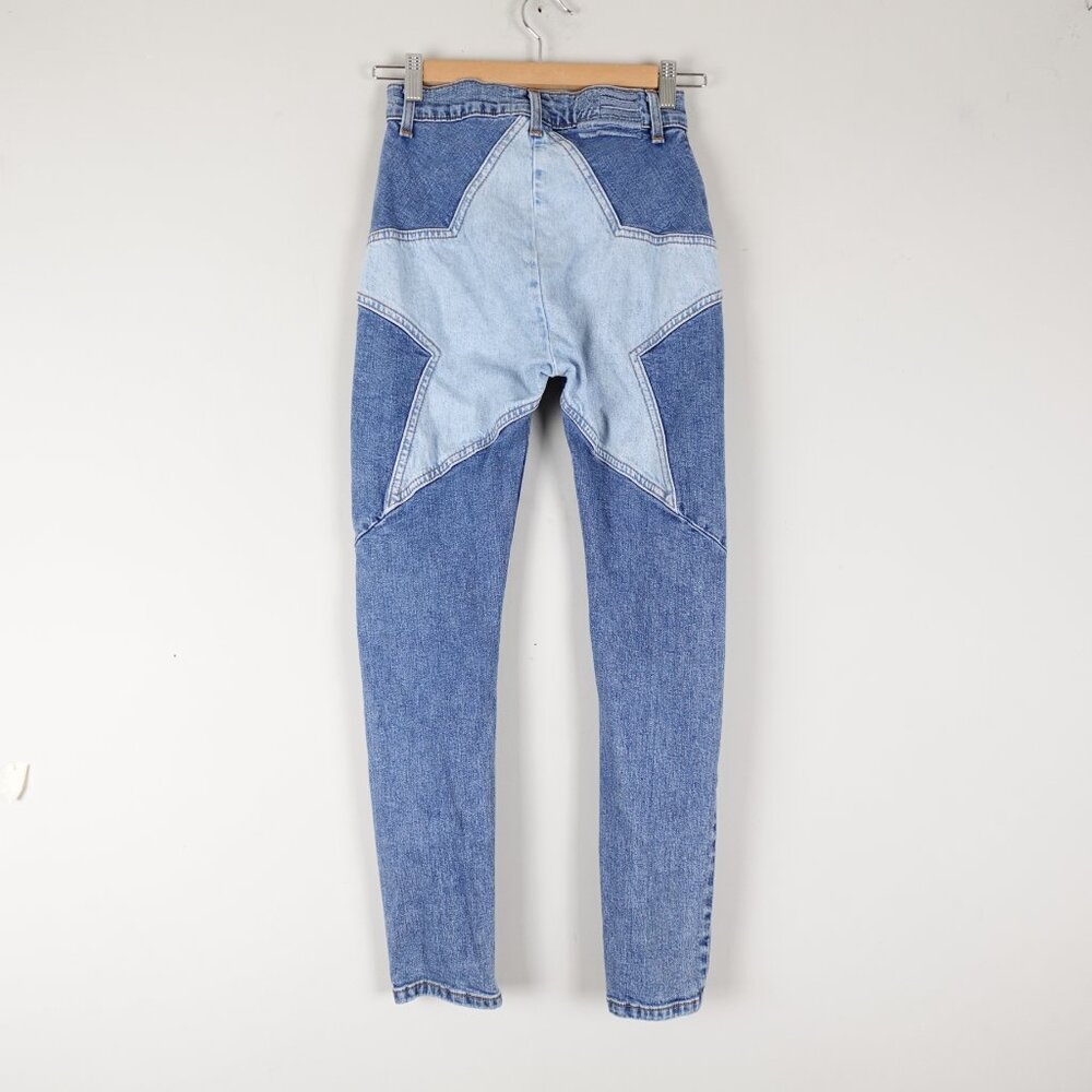 REVICE Star Patchwork Jeans Women's 26 (25x27) Stretchy Skinny Denim Made in USA